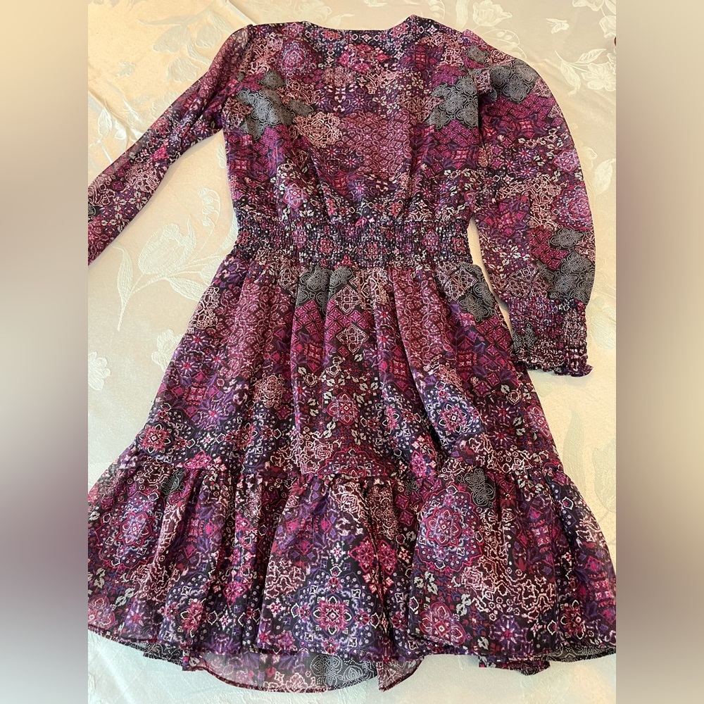 Michael Kors Patchwork Georgette Smock-Waist Faux… - image 8